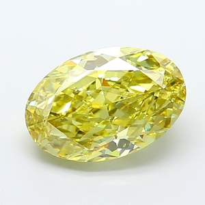Pierre de luxe pour bijoux fins, diamant de laboratoire jaune intense fantaisie taille ovale étincelante, certifié CVD, pierre précieuse non montée - Product Image 1