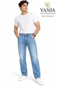 Jeans de Mezclilla Azul para Hombre, Estilo Vintage, Corte Holgado, Peso Medio, Tejido Desgastado, Servicio OEM Personalizado - Product Image 3