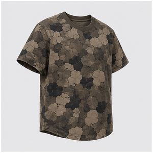 T-shirt à manches courtes pour homme, col rond, imprimé camouflage effet terre craquelée brun cendré personnalisé MTS-CAMO-0032 - Product Image 3