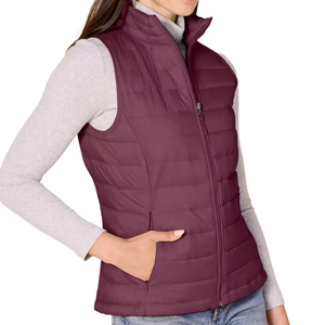 Custom Made <b>Women's</b> Streetwear Puffer <b>Vest</b> Front Zipper Stand Collar Waterproof Windproof Breathable Outdoor Wear Adult Size - Product Image 3