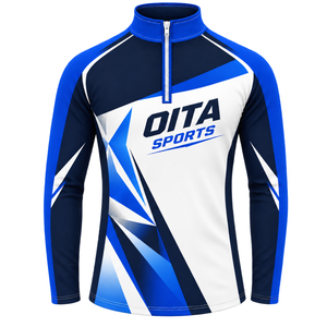 <b>Royal</b> <b>Blue</b> White Quarter Zip Sports <b>Jacket</b> Long Sleeve Athletic Training Top Custom Team Running Workout Performance Sportswear - Product Image 1