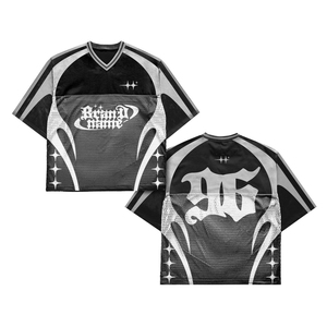 Black Gold <b>Flame</b> Cropped Sports Jersey Number 22 Custom Streetwear Mesh <b>Shirt</b> Premium Athletic Fashion OEM Wholesale - Product Image 4