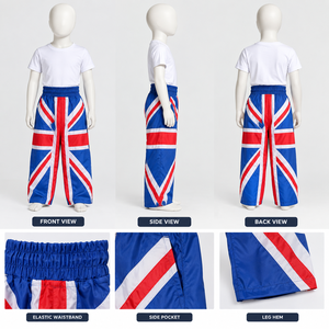Pantalon ample imprimé Union Jack pour garçons, taille élastique, toile respirante, 160g, vêtements de sport pour enfants - Product Image 2
