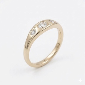 14K/18K Solid Oval Lab Grown Diamond Flush Set Ring <b>Three</b> Stone Engagement Ring Earth Mined Diamond East West Modern Signet Ring - Product Image 2