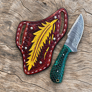 Couteau de cowboy en acier damas fait main, lame fixe, pour la chasse, le camping, la survie en plein air - Product Image 2