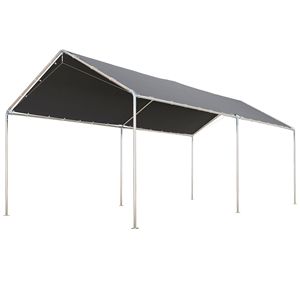 Tettoia per Auto in Acciaio Zincato Resistente 2.9m x 6m con Kit di Ancoraggio e Cavi in Acciaio Grigio - Product Image 1