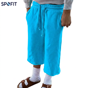 Shorts de survêtement capri roses pour hommes, taille mi-haute, en coton tricoté uni, avec cordon de serrage et poches, respirants, style décontracté - Product Image 6
