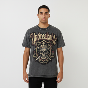 Camiseta Casual de Manga Corta para Hombre, Cuello Redondo, Corte Regular, Color Gris, 100% Algodón Jersey, Tejido Liso Teñido - Product Image 2