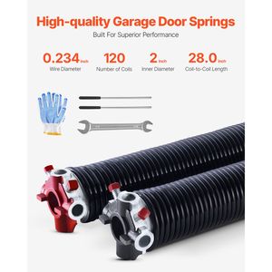 Coppia di Molle a Torsione per Porte da Garage, Rivestite in Nero, 0.234 X 2 X 28, 16000 Cicli, Elettroforese, Ricambio per Porte da Garage Esistenti - Product Image 2