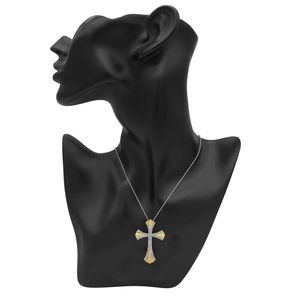 Gold Color Diamond <b>Cross</b> Pendant Necklace Link <b>Chain</b> Religious Unisex Fashion Jewelry - Product Image 2