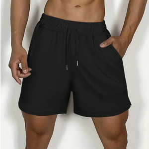 Pantalones Cortos Deportivos de Hombre, Negros, con Cordón, Bolsillos, Transpirables, Tejidos, Cintura Media, Poliéster - Product Image 3
