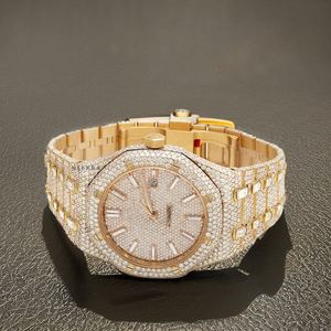 Reloj Moissanite Signature para hombre-Reloj de lujo brillante hecho a mano 100%, reloj Moissanite Bust Down que pasa el probador de diamantes - Product Image 2