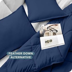 Bare Home 1800 Series Queen Size <b>Comforter</b> <b>Set</b> Ultra-Soft Goose Alternative Premium All Season Warmth Quilt - Product Image 2