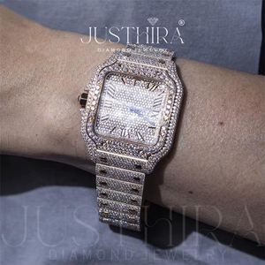 Most Selling <b>Waterproof</b> Moissanite Diamond <b>Watch</b> for <b>Men</b> Luxury Iced Out Wristwatch with Durable Construction Available For Sale - Product Image 3