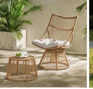 <b>Outdoor</b> Chair With Cushion And <b>Side</b> <b>Table</b> Tropical Garden Furniture Set Weather Resistant - Product Image 1