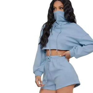Ladies Hooded Top and Shorts Set Trendy Everyday Wear Women's <b>Lightweight</b> <b>Hoodie</b> and Shorts Tracksuits - Product Image 4