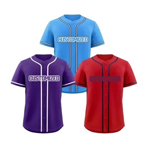 Factory Wholesale Custom <b>Baseball</b> Uniform <b>Sets</b> Breathable Blue <b>Baseball</b> Jersey with Plus Size Option - Product Image 2