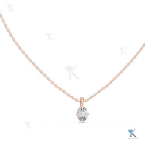 Lab Grown Diamond 0.75 CT Oval Solitaire Necklace Dainty <b>Solid</b> <b>Gold</b> Jewelry Minimalist <b>Pendant</b> 14k 18k Women's Gift Party - Product Image 4