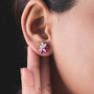 Boucles d'oreilles Rubis Diamant Marquise - Product Image 1