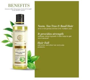 Aceite capilar herbal Khadi Natural Neem, Árbol del Té y Albahaca, sin parabenos ni aceites minerales. Fórmula capilar única no grasosa que estimula el crecimiento del cabello. - Product Image 2