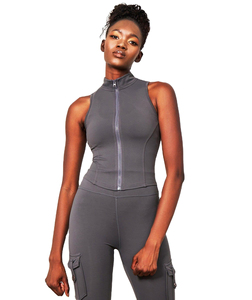 Sleeveless Zip Up Blouse Summer Fashion Casual Wear Factory Direct Supplier Women Sleeveless Front <b>Zipper</b> <b>Top</b> Slim Fit - Product Image 1