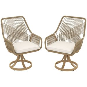 Set of 2 Outdoor Garden Swivel Chairs Comfortable Bench and Chair for Outdoor Living - Product Image 1