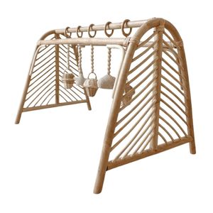 Natural Rattan Baby Play Gym Frame for Infant Tummy Time Sensory Development and Motor Skills Practice Wholesale - Product Image 4