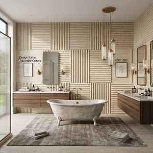 Carreaux muraux flexibles en travertin convexe, imitation pierre mate, texture solide, pour usage intérieur, carreaux muraux en céramique mate MCM - Product Image 4