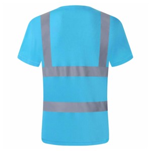 T-shirt en maille polyester haute visibilité à manches courtes, séchage rapide, bandes réfléchissantes, vêtements de travail industriels personnalisés pour usine - Product Image 5