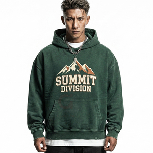 Sudadera con capucha corta de alta calidad con logo personalizado, estilo vintage, lavado ácido, con cremallera, hombros caídos y efecto desgastado - Product Image 4