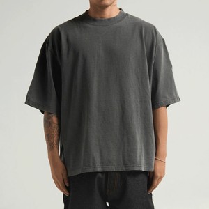 T-shirt à manches courtes col rond en jersey 100% coton de qualité supérieure pour homme, coupe ample, couleur unie, impression de logo personnalisée OEM - Product Image 1