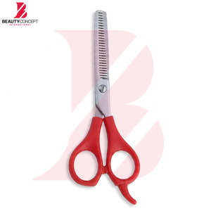 Tijeras de Peluquería Profesionales Ergonómicas con Mango de Plástico Rojo para Adelgazar y Texturizar el Cabello - Product Image 4