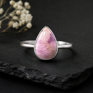 Natural Pink Kunzite <b>Ring</b> 925 Sterling Silver Pear Cabochon Gemstone <b>Ring</b> Handmade Fine Jewelry Gift for Women - Product Image 5