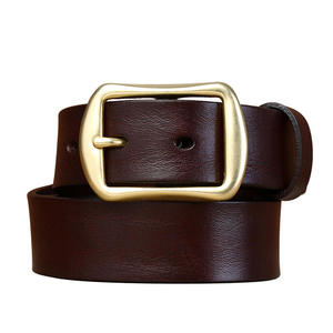 Men's Premium Quality Classic Casual Cow Hide Genuine Leather Belt Steel Buckle <b>Adjustable</b> Length Eco-Friendly Heavy Duty - Product Image 1