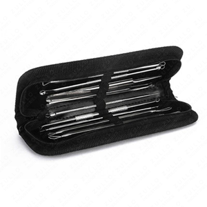 Professional 9 Pcs Stainless Steel Blackhead Acne Extractor Tool Set Comedone Remover Kit with Premium Leather Case - Product Image 2