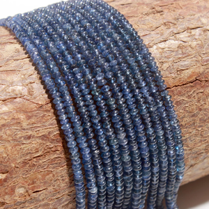 ลูกปัดแซฟไฟร์สีฟ้าแบบเรียบขนาด3-4มม. แซฟไฟร์ลูกปัดสีน้ำเงินมีค่าสำหรับทำเครื่องประดับ - Product Image 2