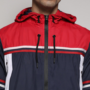 <b>Men</b> zipper Windproof Hooded Racer <b>Jacket</b> Color Blocking Navy Red <b>White</b> Polyester Sporty Autumn Zipper Closure nylon streetwear - Product Image 5