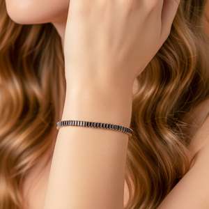 Rose Gold Plated 925 Silver Trendy Tennis <b>Bracelet</b> Rectangular Moissanite Geometric Link <b>Bangle</b> for Anniversary Gift - Product Image 3