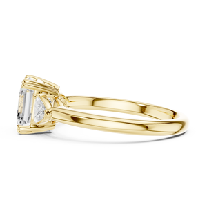 Anillo de Compromiso de Oro de 14K para Mujer, Diamante Cultivado en Laboratorio Certificado por IGI, Corte Asscher de 2CT con Corte Trillón Lateral, Aniversario, Boda - Product Image 4