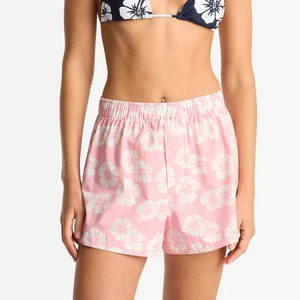 OEM Women's Casual <b>Light</b> Pink Floral Sublimation Print Shorts Fabric Breathable Summer Quick Dry Lightweight Women's Shorts - Product Image 5