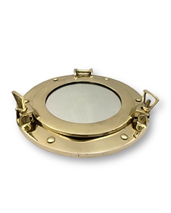 9'' Antique Brass Marine Porthole Mirror Wall Hanging Coastal Design Handmade for Entryway Bedroom Living Room <b>Yacht</b> Decor - Product Image 3