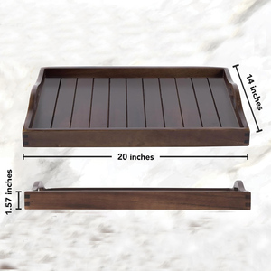 Plateau décoratif en bois d'acacia avec poignée pour table à manger salon entrée utilisation parfaite pour décor de cuisine ou plateau organisateur - Product Image 3