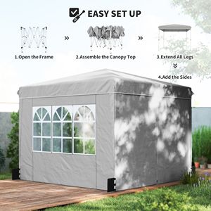 Light Gray 10 X 10 ft Pop up <b>Canopy</b> <b>Tent</b> with Sidewalls UPF50+ Outdoor Portable Instant Shelter Includes Carry Bag - Product Image 4