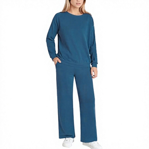 Conjunto Deportivo Unisex de Talla Grande, Color Sólido, Algodón Grueso, Cuello Alto, Manga Larga, Corte Holgado, Pantalones Largos, Bolsillos Laterales - Product Image 3