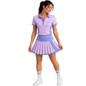 Ensemble polo et jupe plissée pour femme Lilac Periwinkle, vêtements de sport personnalisés, respirants, à séchage rapide, haute performance - Product Image 1