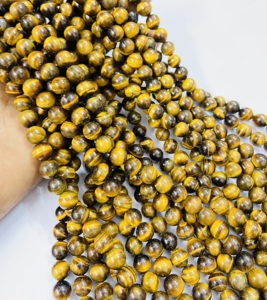 Cuentas Redondas de Ojo de Tigre de Rare Gems Factory, 15.5 Pulgadas, Certificadas por Terceros de Rajasthan, para la Fabricación de Joyas - Product Image 6