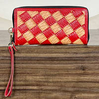 Nouvel Arrivage – Pochette de Luxe en Cuir Véritable à Motif Damier, Fermeture Éclair, Portefeuille de Poignet, Porte-Cartes de Crédit ATM – Vente Flash