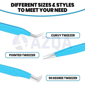 Professional Stainless Steel Multi Color Eyelash Extension Tweezers Set Straight Curved Volume Tip for <b>Lash</b> Styling & Extension - Product Image 5