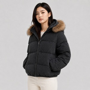 Wholesale Stylish Winter Long Zipper Women's Customized Logo Printing Parka Bubble Bomber Style Breathable - Product Image 3
