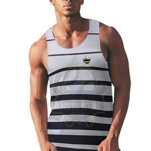 Camiseta sin mangas a rayas para hombre ANSIS STAR, cuello redondo, tejido transpirable, informal, con estampado por sublimación - Product Image 2